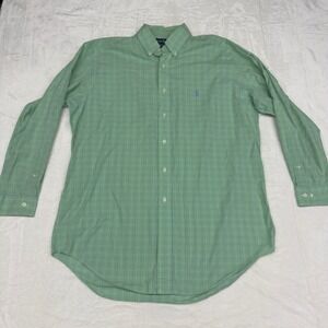 Ralph Lauren Shirt Mens 16 32/33 Green Plaid Yarmouth Button Down Preppy Casual